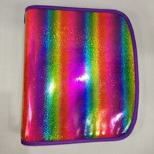 Pen + Gear 2" Binder 3-Ring Zipper Zip-Up Rainbow Glitter Carry Case